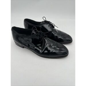 Vito Rufolo Shoes Mens 11.5 Black Patent Leather Lace Up Oxfords Made in Romania